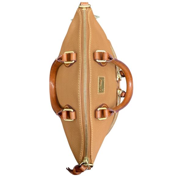 Dooney &Bourke Handbag Women’s 1Size GenuineLeather Logo 2 Handles Zipper Camel - Picture 6 of 10